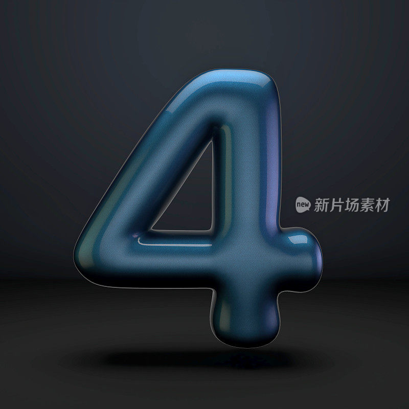 深蓝色闪亮字体4 FOUR 3D